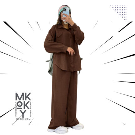 سوت حريمي كتان صيفي أنيق برباط جانبي