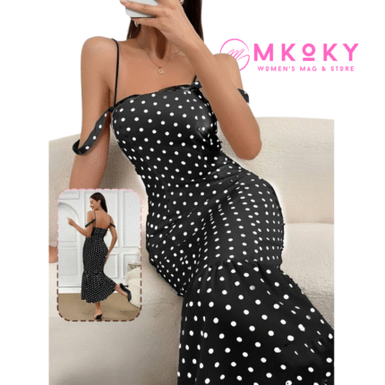 فستان زبدة منقط قطعتين