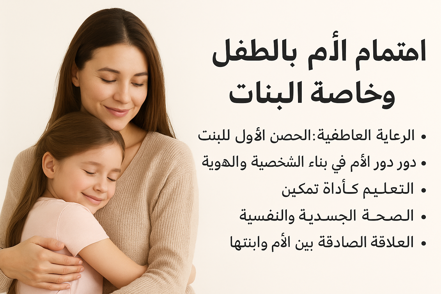 اهتمام الأم بالطفل وخاصة البنات: أساس التربية وبناء المستقبل 1 اهتمام الأم بالطفل وخاصة البنات