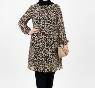 بلوزة شيفون تايجر طويلة ومحتشمة | مقاسات خاصة