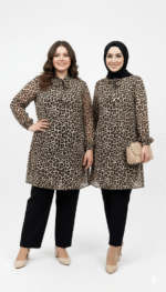 بلوزة شيفون تايجر طويلة ومحتشمة | مقاسات خاصة