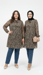 بلوزة شيفون تايجر طويلة ومحتشمة | مقاسات خاصة