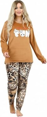 بيجامة شتوية نسائية قطيفة هايدي (دفاية قطعتين)