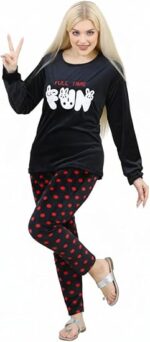 بيجامة شتوية نسائية قطيفة هايدي (دفاية قطعتين)