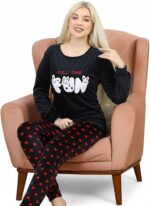 بيجامة شتوية نسائية قطيفة هايدي (دفاية قطعتين)