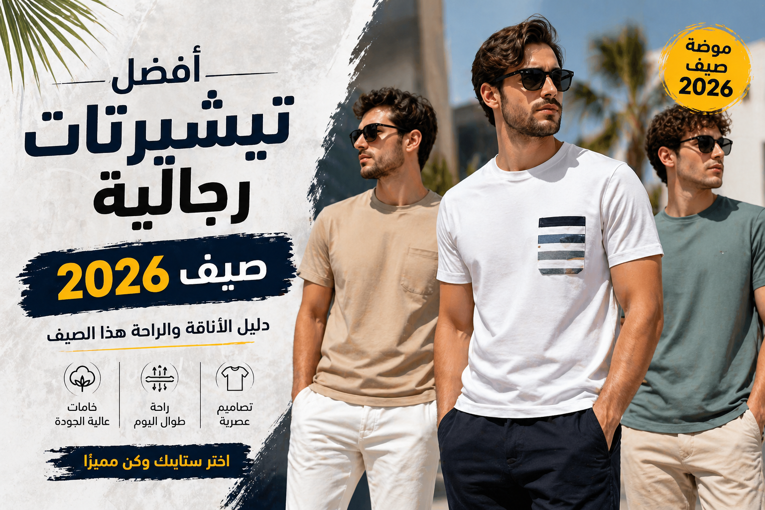 أفضل تيشيرتات رجالية صيف 2026 دليل الأناقة والراحة من مكوكي ستور