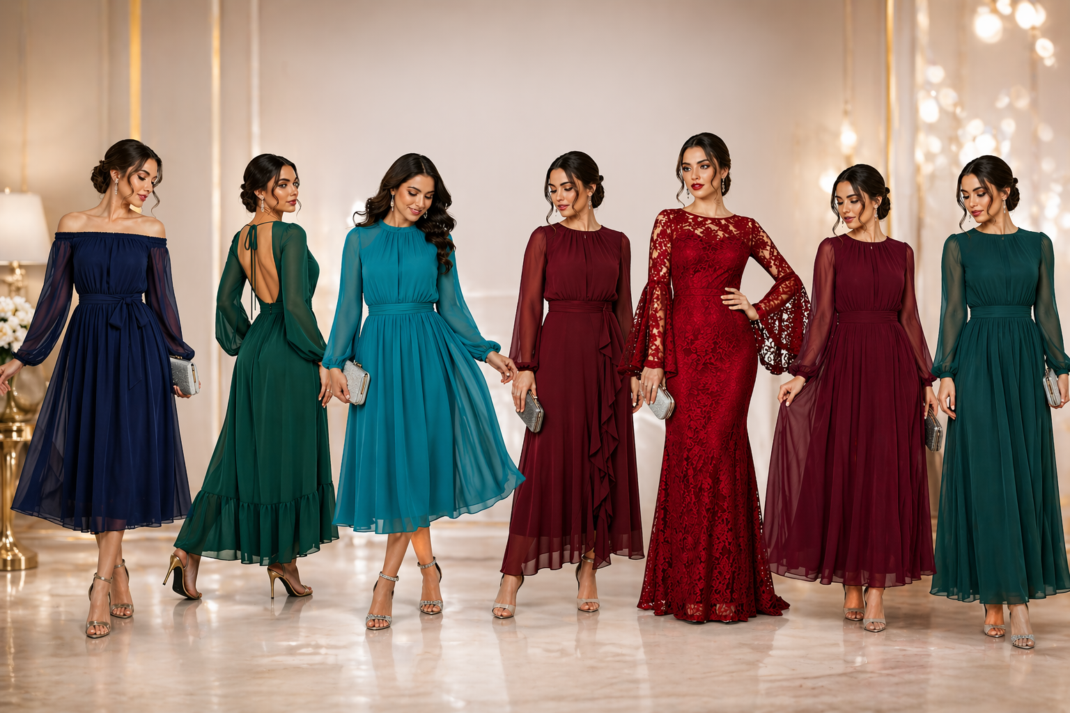 أفضل فساتين سواريه للمحجبات 2026: موديلات دانتيل وستان وشيفون تناسب كل الأذواق